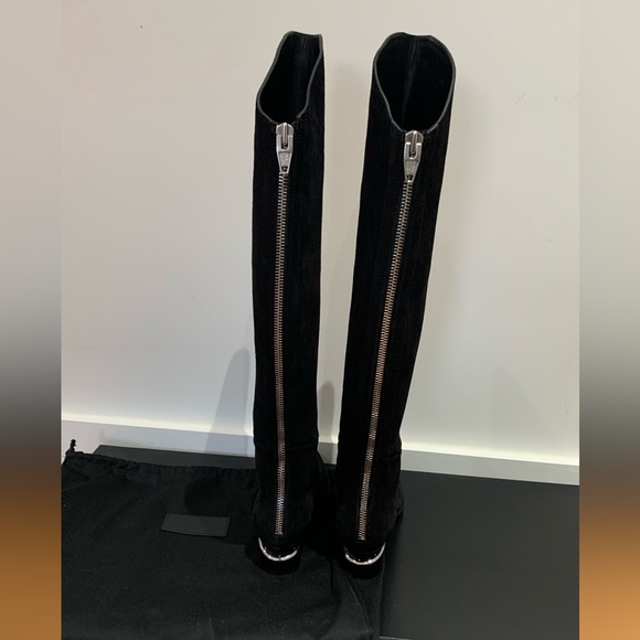 New Alexander Wang Sigrid Black Suede Tall Boots Cut out Heel Shoes - Picture 5 of 16